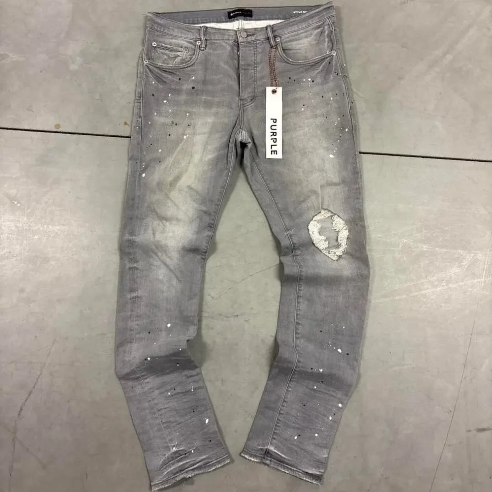 purple brand p001 painted skinny designer jeans